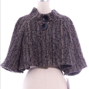 Theory Black Brown Knit Cropped Jacket